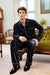 Zeus Mens Black Velvet Pyjamas - Model Lifestyle | Bown of London